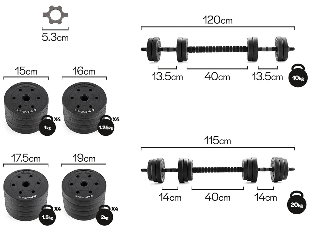 Adjustable Dumbbell & Barbell Set