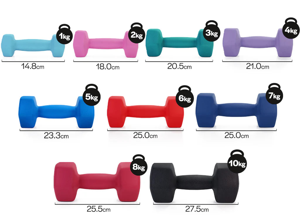 Hex Neoprene Dumbbells Pair (1kg to 10kg)